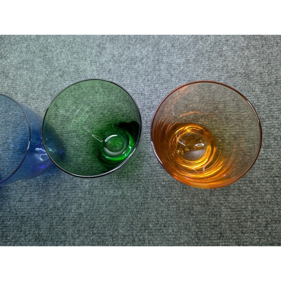 Set Of 4 Assorted Color Lenox Glass Tumbler‎ Glasses Stemless Blue Yellow Green - Picture 6 of 10